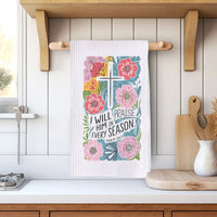 Rockledge Designs LLC Kitchen Decor I Will Praise Him Floral Christian Kitchen Hand Towel | Waffle Weave Microfiber Dish Towel I Will Praise Him Floral Christian Kitchen Hand Towel | Waffle Weave Microfiber Dish Towel