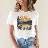 Rockledge Designs LLC Shirts & Tops Lake Life Sunset Graphic Tee – Vintage Lake Scene Shirt – SE117 Lake Life Sunset Graphic Tee – Vintage Lake Scene Shirt – SE117