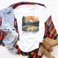 Rockledge Designs LLC Shirts & Tops Lake Life Sunset Graphic Tee – Vintage Lake Scene Shirt – SE117 Lake Life Sunset Graphic Tee – Vintage Lake Scene Shirt – SE117
