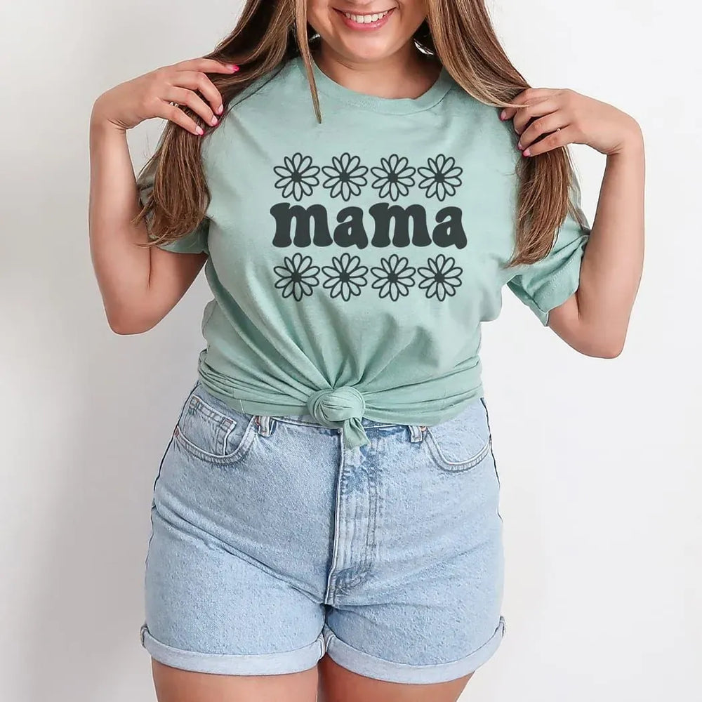 Rockledge Designs LLC Shirts & Tops Mama Daisy Tee – Retro Floral Mama T-Shirt for Moms - ML300 Mama Daisy Tee – Retro Floral Mama T-Shirt for Moms - ML300