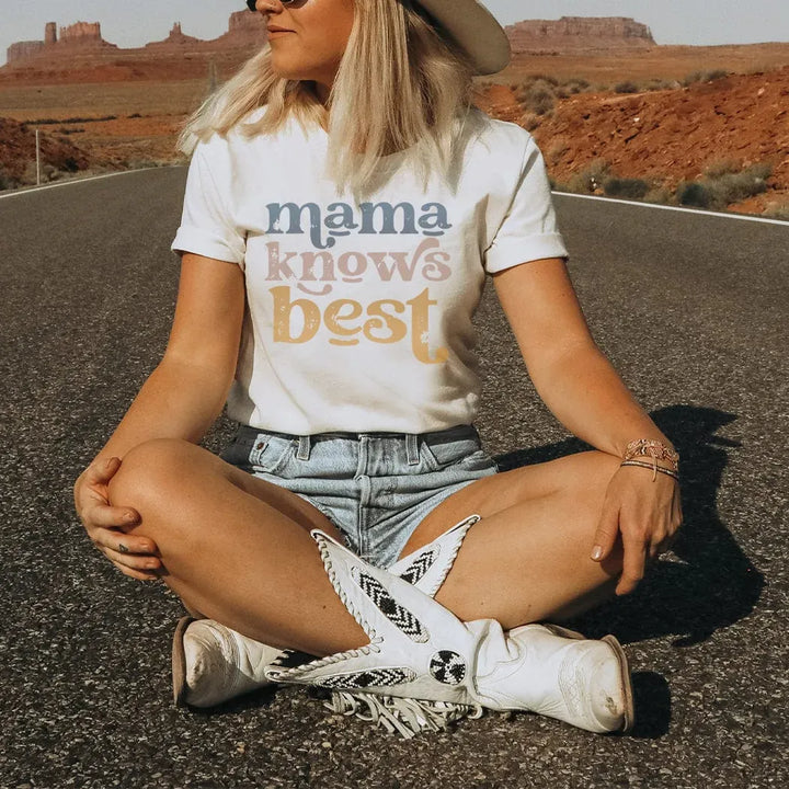 Rockledge Designs LLC Shirts & Tops Mama Knows Best Retro Graphic Tee – Vintage Mama Shirt - ML151 Mama Knows Best Retro Graphic Tee – Vintage Mama Shirt - ML151