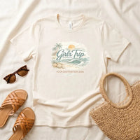 Rockledge Designs LLC Shirts & Tops Minimal Coastal Girls Trip Shirt: Neutral Beach Vacation Tee - CU203 Minimal Coastal Girls Trip Shirt: Neutral Beach Vacation Tee - CU203