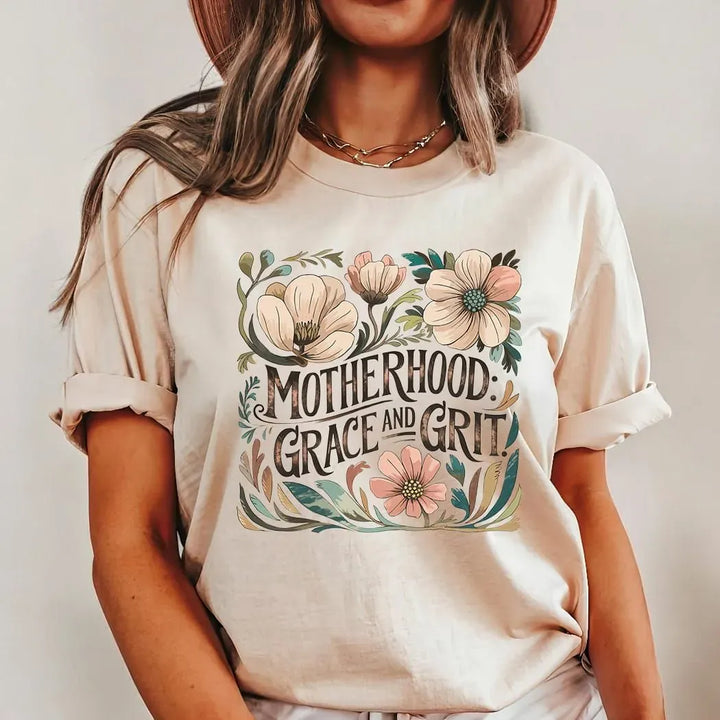 Rockledge Designs LLC Shirts & Tops Motherhood: Grace and Grit Floral Western Tee – Inspirational Mom T-Shirt - MD901 Motherhood: Grace and Grit Floral Western Tee – Inspirational Mom T-Shirt - MD901