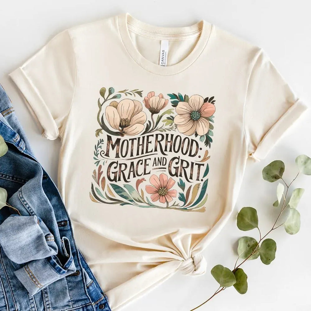 Rockledge Designs LLC Shirts & Tops Motherhood: Grace and Grit Floral Western Tee – Inspirational Mom T-Shirt - MD901 Motherhood: Grace and Grit Floral Western Tee – Inspirational Mom T-Shirt - MD901