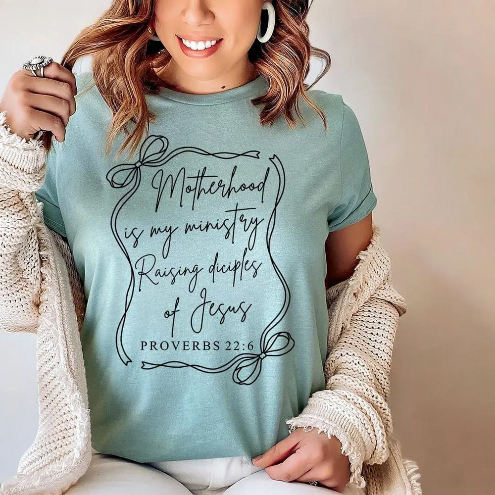 Rockledge Designs LLC Shirts & Tops Motherhood Is My Ministry Tee – Proverbs 22:6 Christian Mom Shirt – Faith-Based Mama T-Shirt- MD903 Motherhood Is My Ministry Tee – Proverbs 22:6 Christian Mom Shirt – Faith-Based Mama T-Shirt- MD903