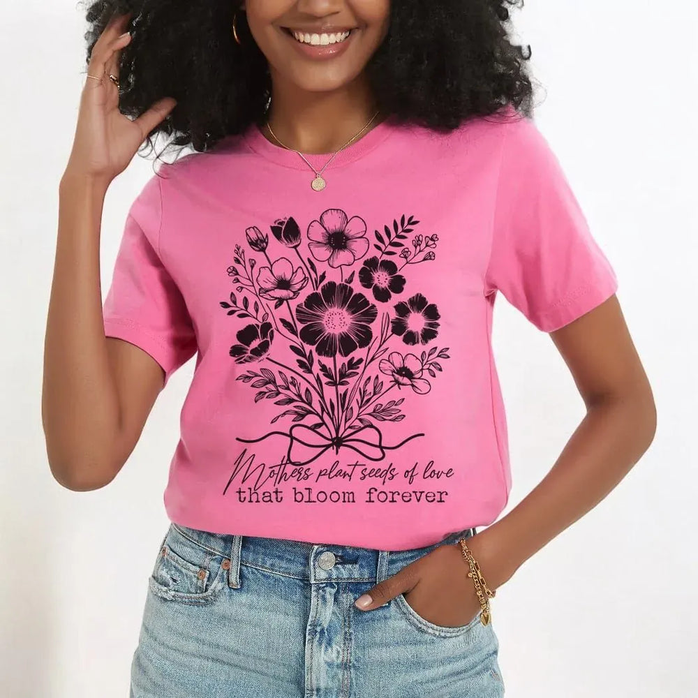 Rockledge Designs LLC Shirts & Tops Mothers Plant Seeds of Love Tee – Floral Mother’s Day Botanical Graphic T-Shirt - ML205 Mothers Plant Seeds of Love Tee – Floral Mother’s Day Botanical Graphic T-Shirt - ML205
