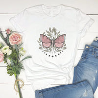 Rockledge Designs LLC Shirts & Tops Mystic Butterfly Graphic Tee – Boho Moon Phase Nature Shirt - SP119 Mystic Butterfly Graphic Tee – Boho Moon Phase Nature Shirt - SP119