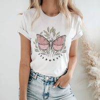 Rockledge Designs LLC Shirts & Tops Mystic Butterfly Graphic Tee – Boho Moon Phase Nature Shirt - SP119 Mystic Butterfly Graphic Tee – Boho Moon Phase Nature Shirt - SP119