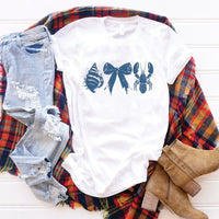 Rockledge Designs LLC Shirts & Tops Nautical Bow & Lobster Tee – Coastal Shell Graphic Shirt – Minimalist Beach T-Shirt - SE125 Nautical Bow & Lobster Tee – Coastal Shell Graphic Shirt – Minimalist Beach T-Shirt - SE125