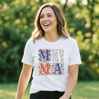 Rockledge Designs LLC Shirts & Tops Patriotic Floral Mama Tee – Red, White & Blue Mama T-Shirt - WE304 Patriotic Floral Mama Tee – Red, White & Blue Mama T-Shirt - WE304