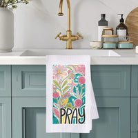 Rockledge Designs LLC Kitchen Decor Pray Floral Christian Kitchen Hand Towel | Waffle Weave Microfiber Dish Towel Pray Floral Christian Kitchen Hand Towel | Waffle Weave Microfiber Dish Towel