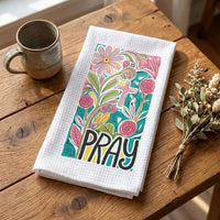Rockledge Designs LLC Kitchen Decor Pray Floral Christian Kitchen Hand Towel | Waffle Weave Microfiber Dish Towel Pray Floral Christian Kitchen Hand Towel | Waffle Weave Microfiber Dish Towel