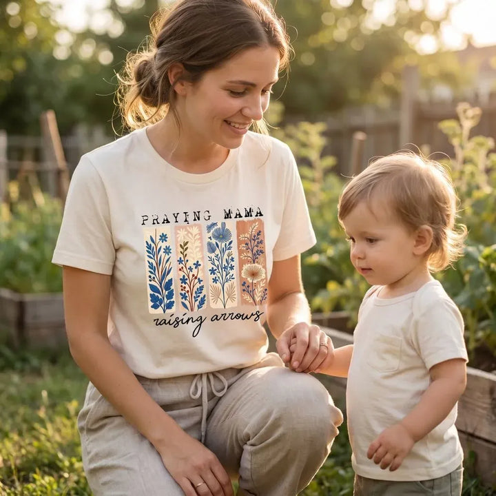 Rockledge Designs LLC Shirts & Tops Praying Mama Raising Arrows Shirt: Floral Christian Mom Tee - SU418 Praying Mama Raising Arrows Shirt: Floral Christian Mom Tee - SU418