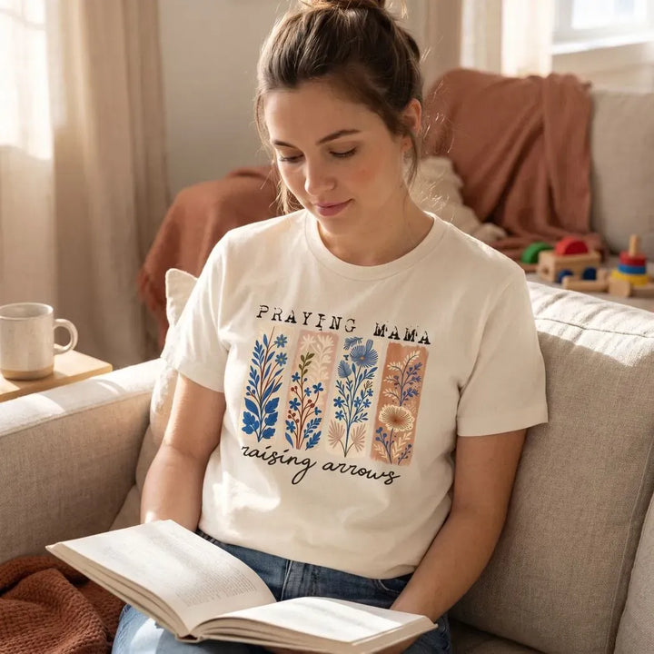 Rockledge Designs LLC Shirts & Tops Praying Mama Raising Arrows Shirt: Floral Christian Mom Tee - SU418 Praying Mama Raising Arrows Shirt: Floral Christian Mom Tee - SU418
