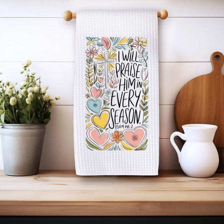 Rockledge Designs LLC Kitchen Decor Psalm 146 2 Every Season Floral Christian Kitchen Hand Towel | Waffle Weave Microfiber Dish Towel Psalm 146 2 Every Season Floral Christian Kitchen Hand Towel | Waffle Weave Microfiber Dish Towel