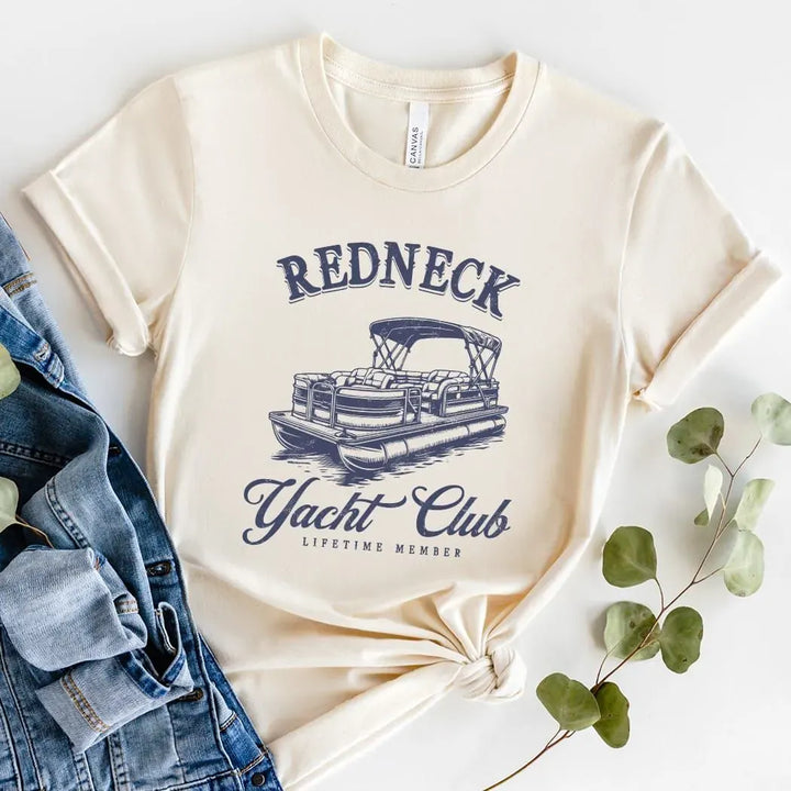 Rockledge Designs LLC Shirts & Tops Redneck Yacht Club Tee – Pontoon Boat Graphic Shirt – Funny Lake Life T-Shirt - SE121 Redneck Yacht Club Tee – Pontoon Boat Graphic Shirt – Funny Lake Life T-Shirt - SE121