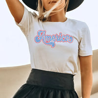 Rockledge Designs LLC Shirts & Tops Retro America Script Tee – Vintage Red, White & Blue Graphic T-Shirt - WE502 Retro America Script Tee – Vintage Red, White & Blue Graphic T-Shirt - WE502