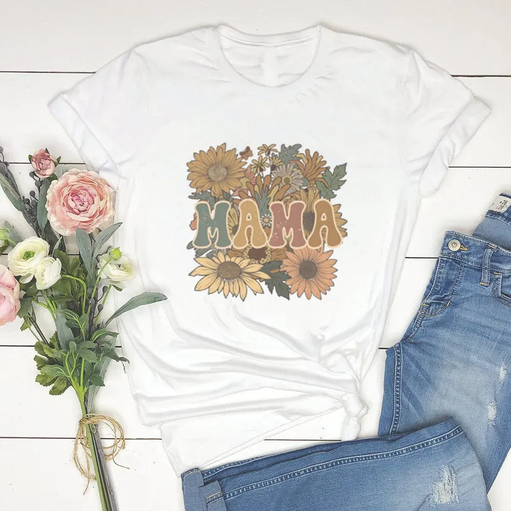 Rockledge Designs LLC Shirts & Tops Retro Floral Mama T-Shirt – Vintage Boho Sunflower Mom Tee - ML153 Retro Floral Mama T-Shirt – Vintage Boho Sunflower Mom Tee - ML153
