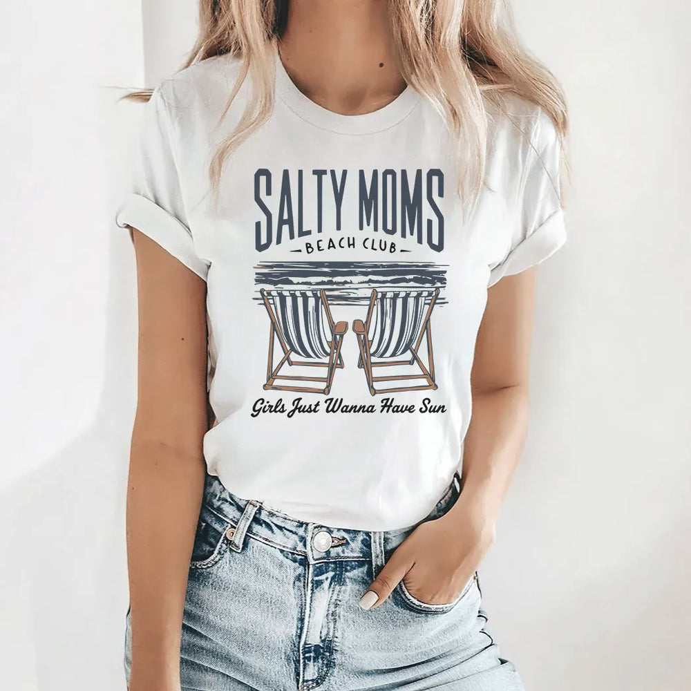 Rockledge Designs LLC Shirts & Tops Salty Moms Beach Club Tee – Funny Coastal Mom Shirt – Summer Beach Graphic T-Shirt - SE122 Salty Moms Beach Club Tee – Funny Coastal Mom Shirt – Summer Beach Graphic T-Shirt - SE122