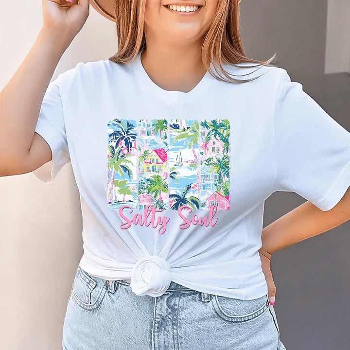 Rockledge Designs LLC Shirts & Tops Salty Soul Coastal Graphic Tee – Colorful Beach Town Shirt – Tropical Summer T-Shirt - SE123 Salty Soul Coastal Graphic Tee – Colorful Beach Town Shirt – Tropical Summer T-Shirt - SE123