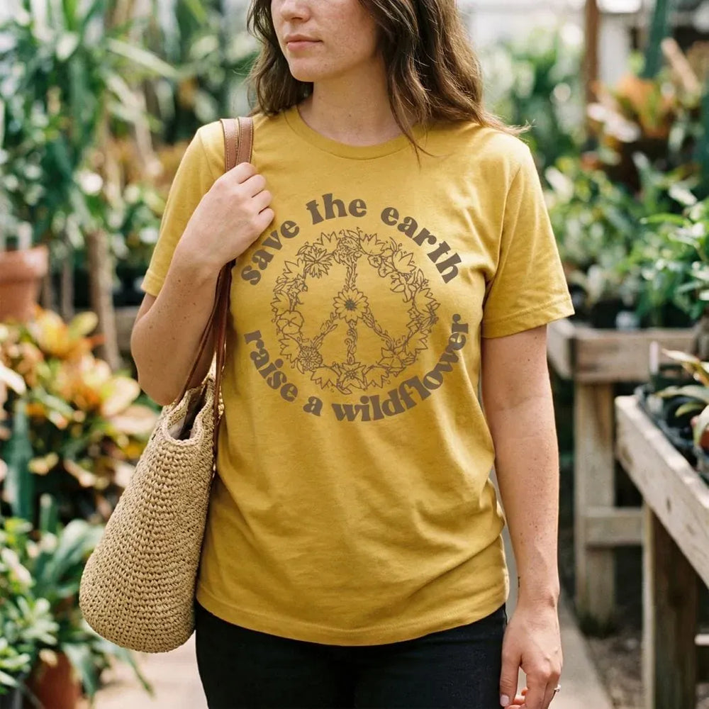 Rockledge Designs LLC Shirts & Tops Save the Earth Raise a Wildflower Graphic T-Shirt - ML134 Save the Earth Raise a Wildflower Graphic T-Shirt - ML134