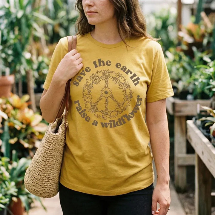 Rockledge Designs LLC Shirts & Tops Save the Earth Raise a Wildflower Graphic T-Shirt - ML134 Save the Earth Raise a Wildflower Graphic T-Shirt - ML134