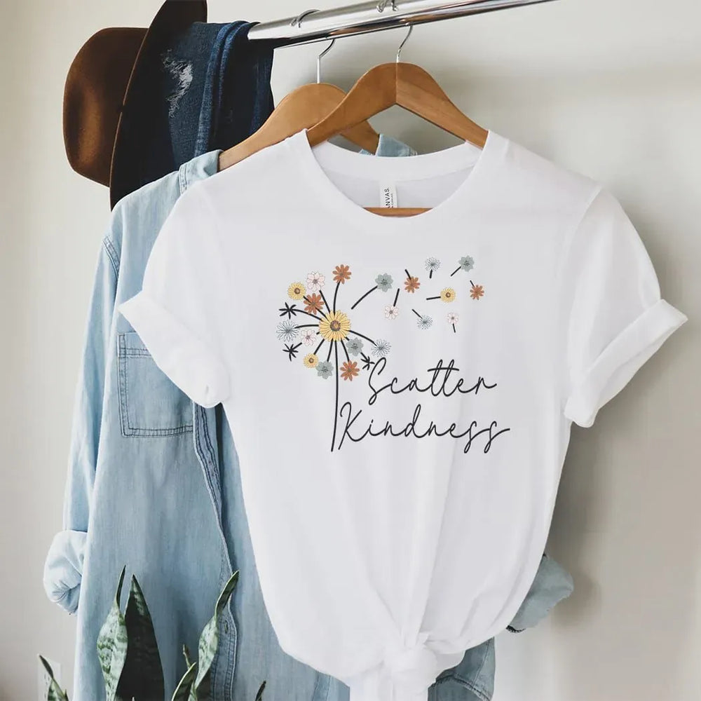 Rockledge Designs LLC Shirts & Tops Scatter Kindness Floral Graphic Tee – Inspirational Wildflower T-Shirt  - SP420 Scatter Kindness Floral Graphic Tee – Inspirational Wildflower T-Shirt  - SP420