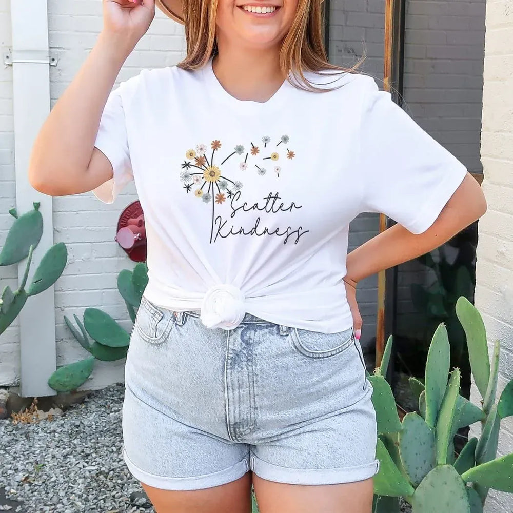Rockledge Designs LLC Shirts & Tops Scatter Kindness Floral Graphic Tee – Inspirational Wildflower T-Shirt  - SP420 Scatter Kindness Floral Graphic Tee – Inspirational Wildflower T-Shirt  - SP420