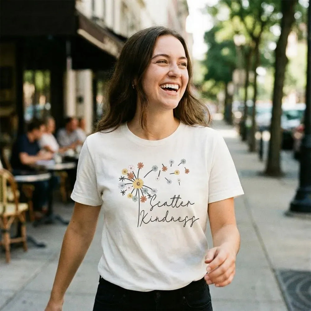 Rockledge Designs LLC Shirts & Tops Scatter Kindness Floral Graphic Tee – Inspirational Wildflower T-Shirt  - SP420 Scatter Kindness Floral Graphic Tee – Inspirational Wildflower T-Shirt  - SP420