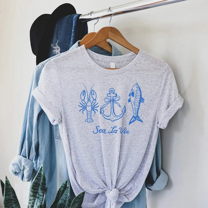 Rockledge Designs LLC Shirts & Tops Sea La Vie Coastal Graphic Tee – Nautical Anchor & Fish Shirt – Beach Life T-Shirt - SE124 Sea La Vie Coastal Graphic Tee – Nautical Anchor & Fish Shirt – Beach Life T-Shirt - SE124
