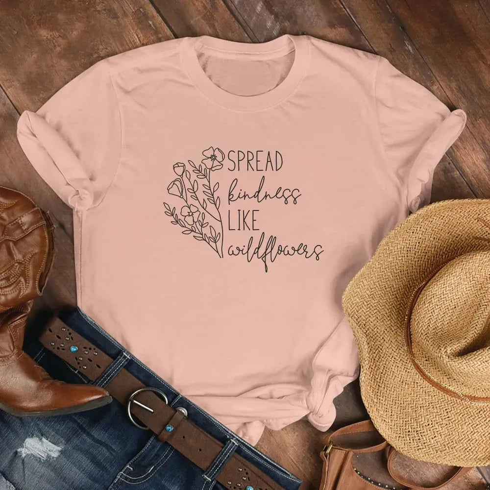Rockledge Designs LLC Shirts & Tops Spread Kindness Like Wildflowers Graphic Tee – Boho Positive Vibes T-Shirt  - SP421 Spread Kindness Like Wildflowers Graphic Tee – Boho Positive Vibes T-Shirt  - SP421