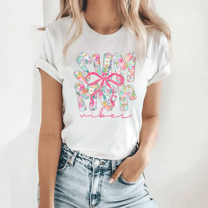 Rockledge Designs LLC Shirts & Tops Summer Vibes Floral Bow Tee – Coquette Style Graphic Shirt – Cute Preppy Summer T-Shirt - SE127 Summer Vibes Floral Bow Tee – Coquette Style Graphic Shirt – Cute Preppy Summer T-Shirt - SE127