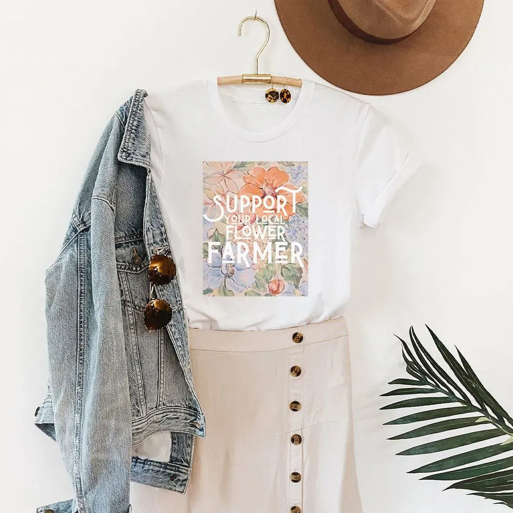 Rockledge Designs LLC Shirts & Tops Support Your Local Flower Farmer Graphic Tee – Cottagecore Garden Lover T-Shirt  - SP900 Support Your Local Flower Farmer Graphic Tee – Cottagecore Garden Lover T-Shirt  - SP900