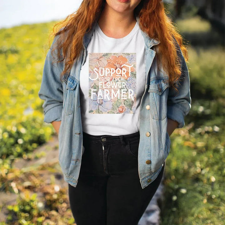 Rockledge Designs LLC Shirts & Tops Support Your Local Flower Farmer Graphic Tee – Cottagecore Garden Lover T-Shirt  - SP900 Support Your Local Flower Farmer Graphic Tee – Cottagecore Garden Lover T-Shirt  - SP900