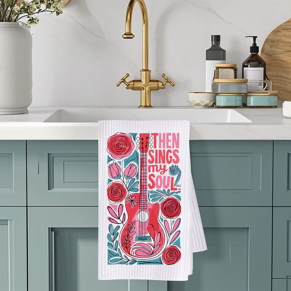 Then Sings My Soul Kitchen Towel: Christian Guitar Worship Gift Rockledge Designs LLC