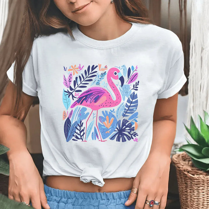 Rockledge Designs LLC Shirts & Tops Tropical Flamingo Graphic Tee – Colorful Summer Bird Shirt – Beach Vacation T-Shirt - SE112 Tropical Flamingo Graphic Tee – Colorful Summer Bird Shirt – Beach Vacation T-Shirt - SE112
