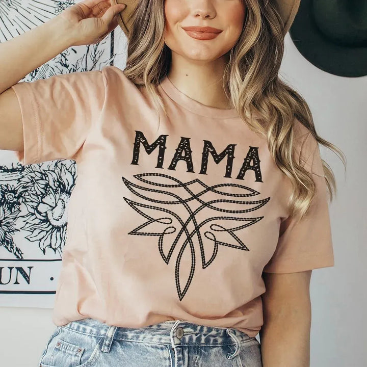 Rockledge Designs LLC Shirts & Tops Western Mama Tee – Boho Cowboy Style Graphic T-Shirt for Moms - ML206 Western Mama Tee – Boho Cowboy Style Graphic T-Shirt for Moms - ML206