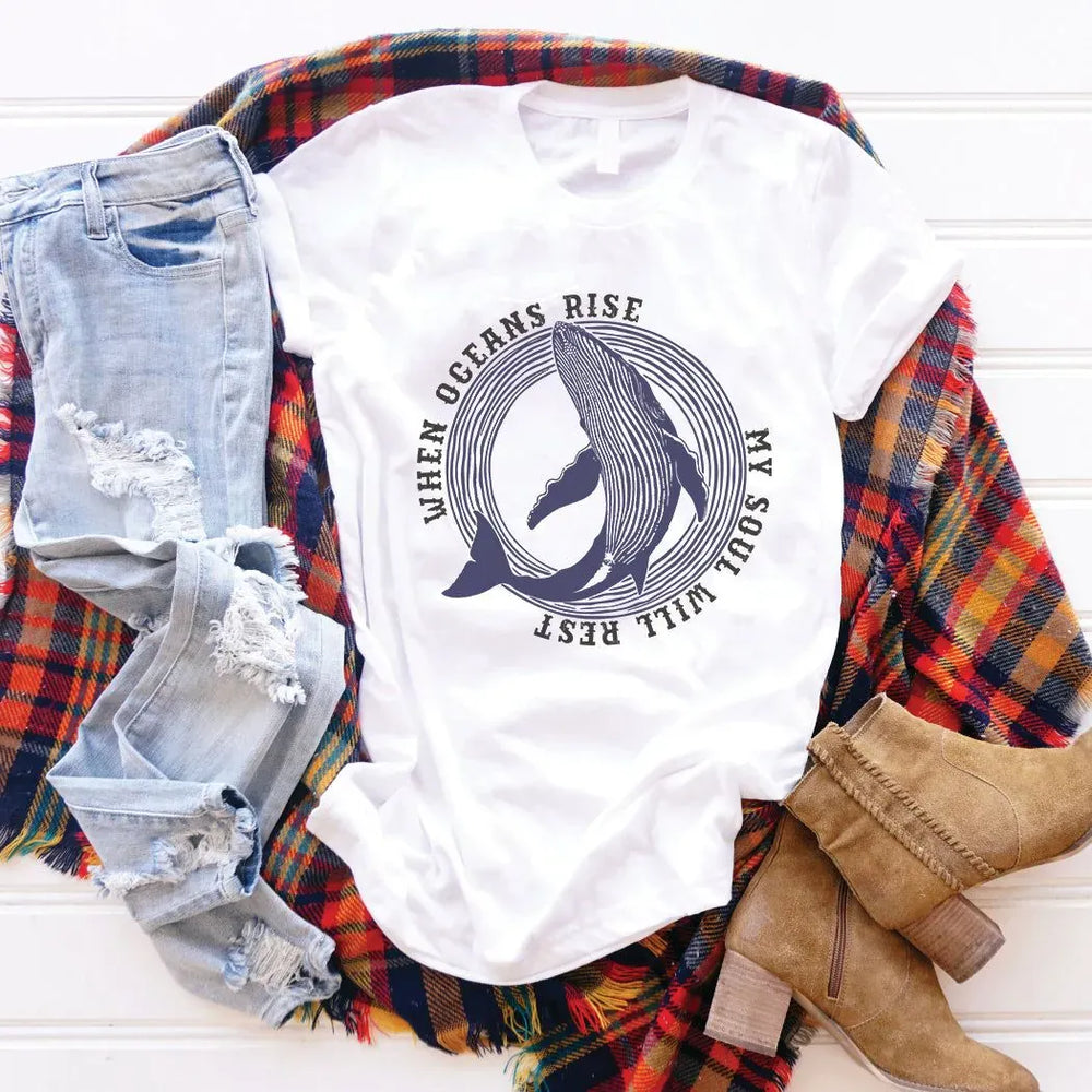 Rockledge Designs LLC Shirts & Tops When Oceans Rise My Soul Will Rest Tee – Christian Whale Graphic T-Shirt - SE107 When Oceans Rise My Soul Will Rest Tee – Christian Whale Graphic T-Shirt - SE107