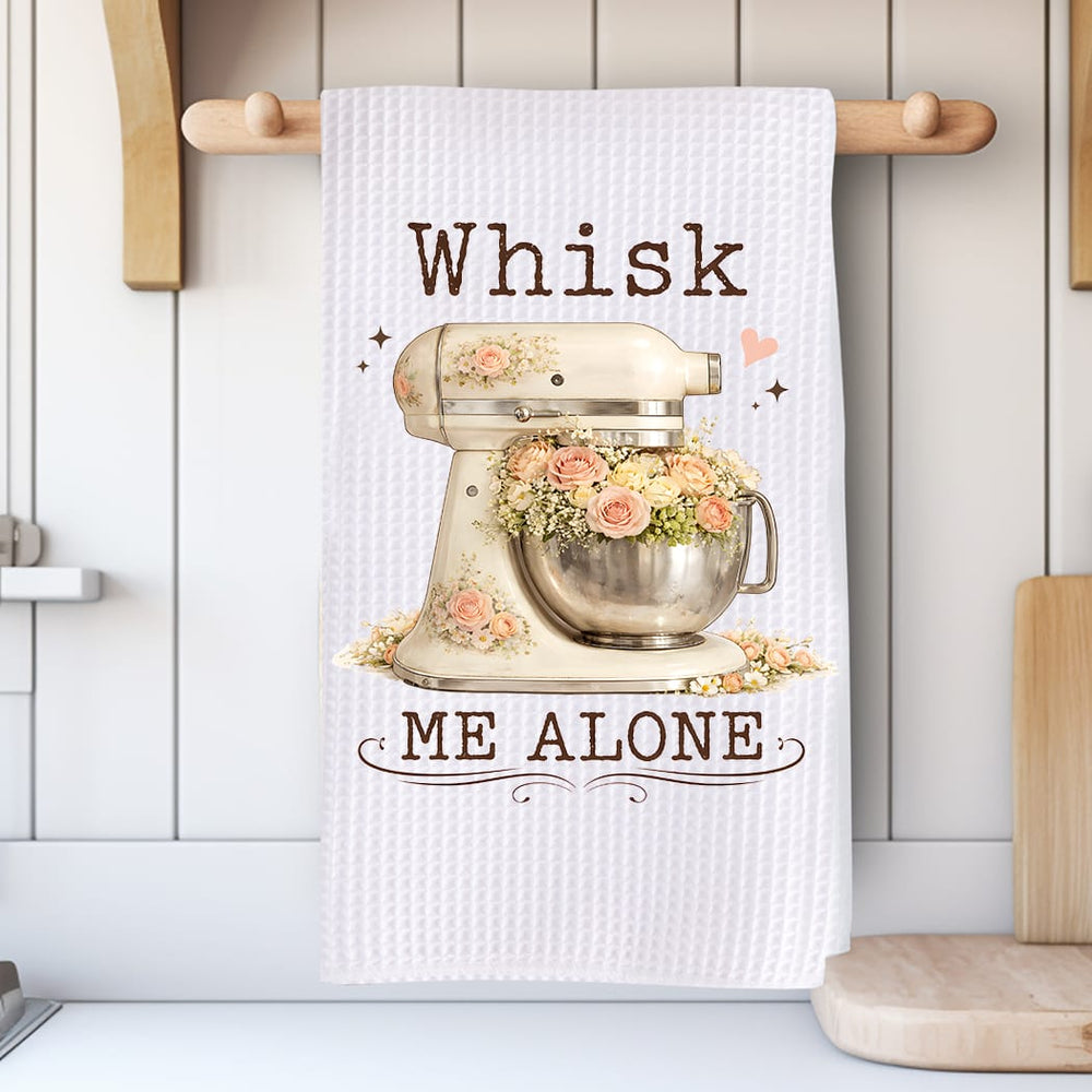 Whisk Me Alone Kitchen Towel: Funny Floral Mixer Gift for Bakers Rockledge Designs LLC