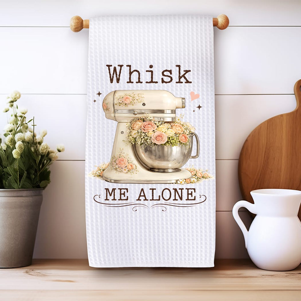 Whisk Me Alone Kitchen Towel: Funny Floral Mixer Gift for Bakers Rockledge Designs LLC