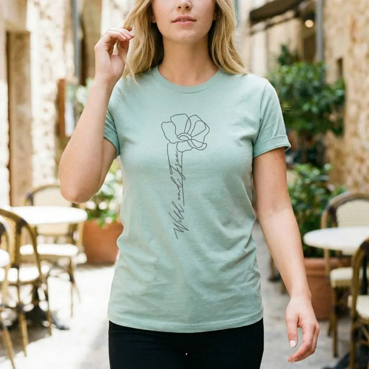 Rockledge Designs LLC Shirts & Tops Wild & Free Minimalist Line Art Flower T-Shirt - NA118 Wild & Free Minimalist Line Art Flower T-Shirt - NA118