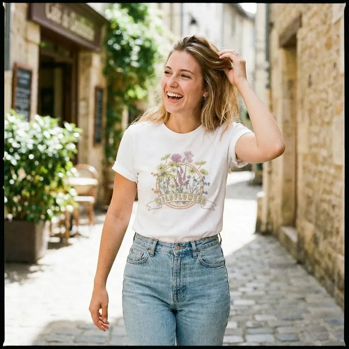 Rockledge Designs LLC Shirts & Tops Wildflowers Vintage Graphic Tee – Retro Floral Nature Lover T-Shirt - NA171 Wildflowers Vintage Graphic Tee – Retro Floral Nature Lover T-Shirt - NA171