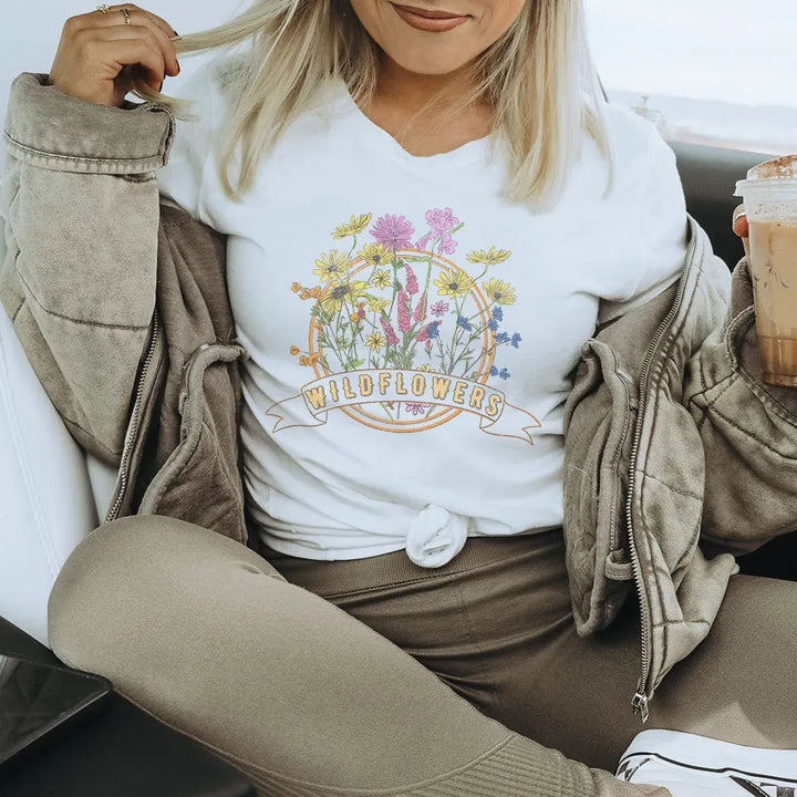 Rockledge Designs LLC Shirts & Tops Wildflowers Vintage Graphic Tee – Retro Floral Nature Lover T-Shirt - NA171 Wildflowers Vintage Graphic Tee – Retro Floral Nature Lover T-Shirt - NA171