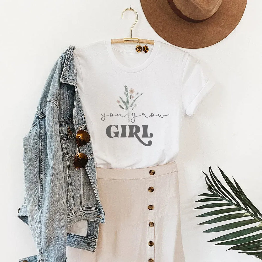 Rockledge Designs LLC Shirts & Tops You Grow Girl Floral Graphic Tee – Inspirational Botanical T-Shirt - NA120 You Grow Girl Floral Graphic Tee – Inspirational Botanical T-Shirt - NA120