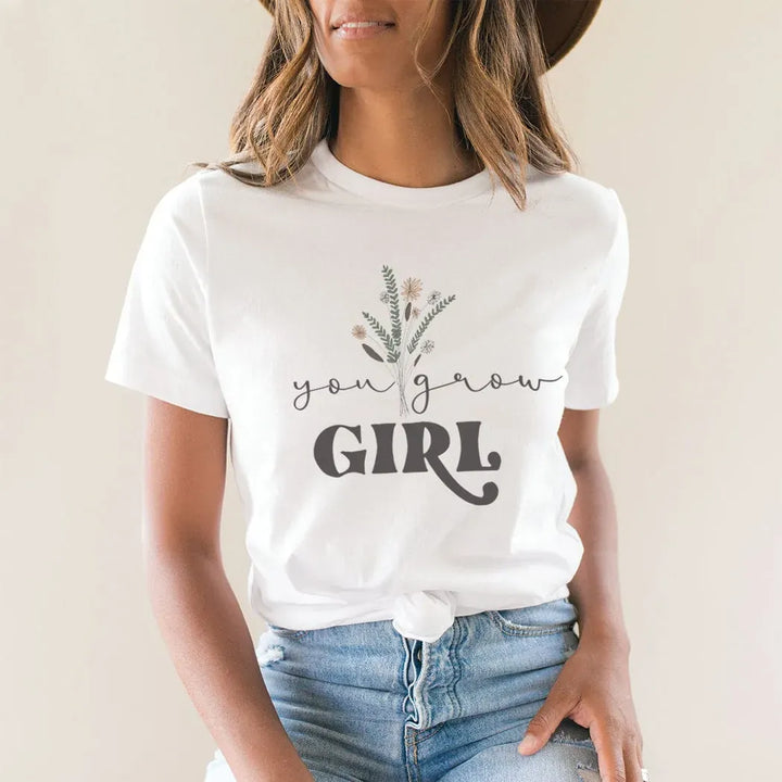 Rockledge Designs LLC Shirts & Tops You Grow Girl Floral Graphic Tee – Inspirational Botanical T-Shirt - NA120 You Grow Girl Floral Graphic Tee – Inspirational Botanical T-Shirt - NA120
