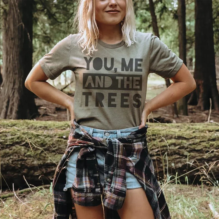 Rockledge Designs LLC Shirts & Tops You, Me and the Trees Tee – Eco-Lover Nature Graphic T-Shirt - SP135 You, Me and the Trees Tee – Eco-Lover Nature Graphic T-Shirt - SP135
