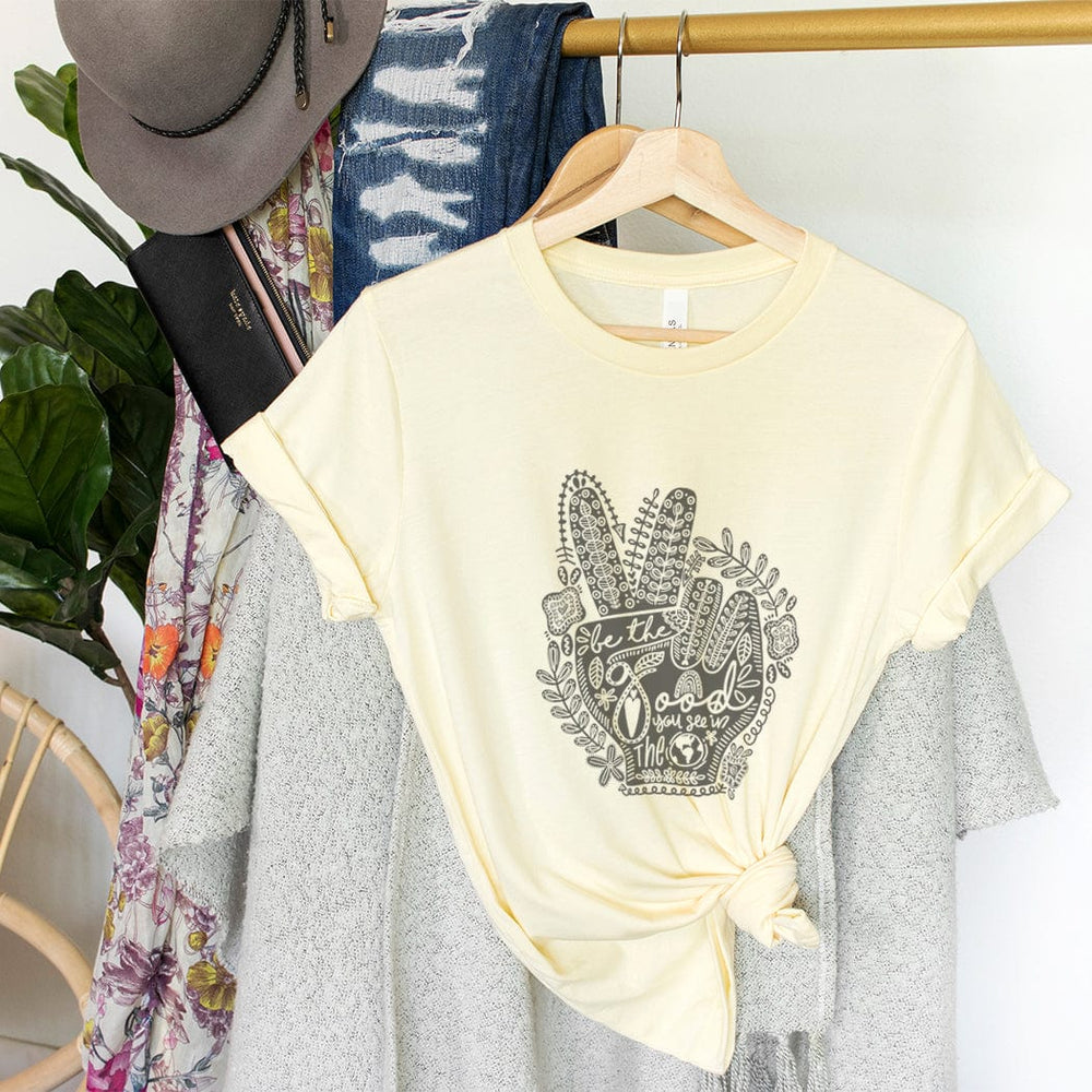 Be The Good Peace Hand Tee – Boho Inspirational Graphic T-Shirt - IN154