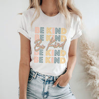 Be Kind Retro Block Letter Graphic Tee – Positive Message T-Shirt - SP101