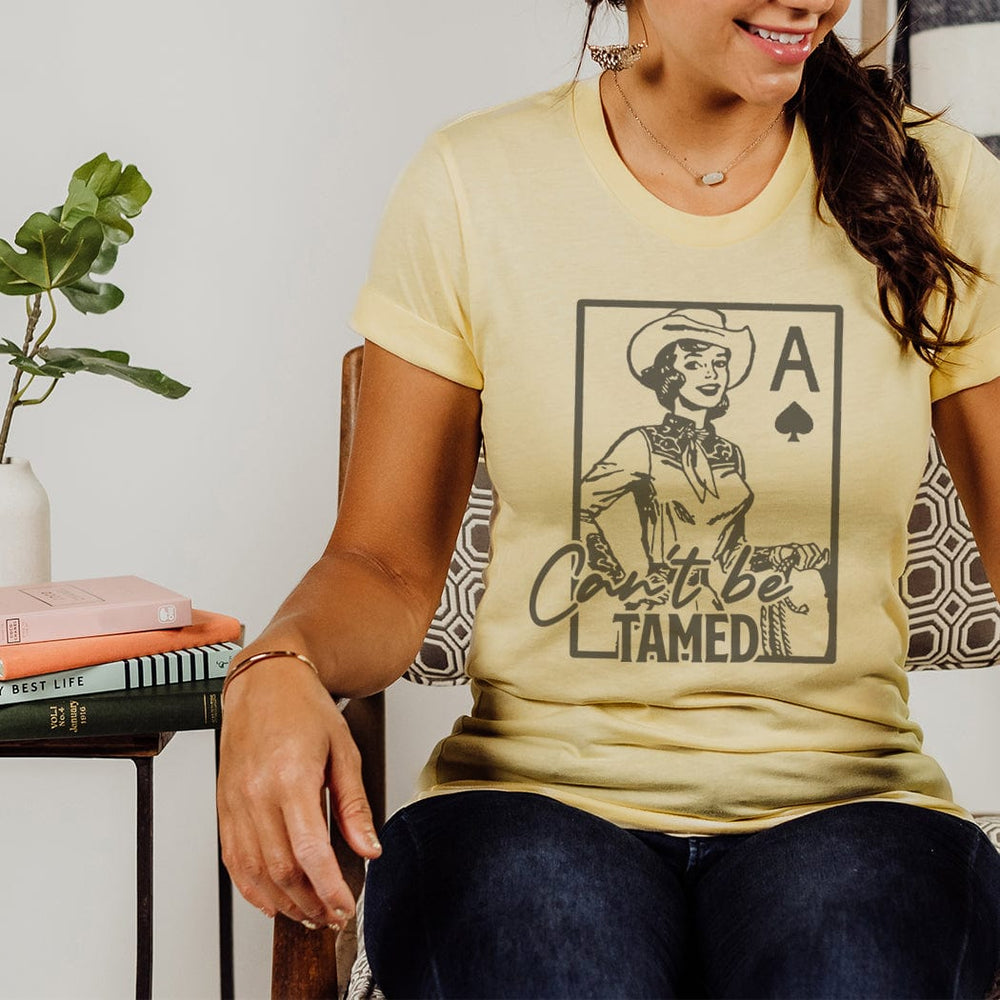 Can’t Be Tamed Cowgirl Tee – Western Ace of Spades Graphic T-Shirt - WE158