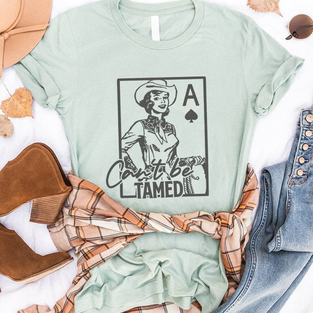 Can’t Be Tamed Cowgirl Tee – Western Ace of Spades Graphic T-Shirt - WE158